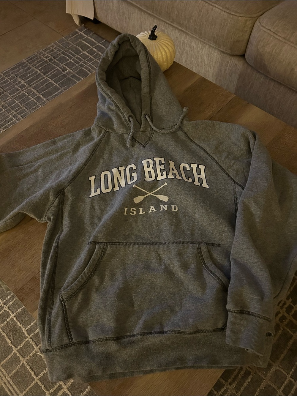 Blue 84 Men's Hooded Sweatshirt with 'Long Beach Island' Graphic - Gray